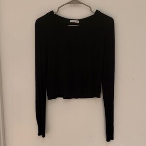 Cotton On Basic Cropped Black Long Sleeve T-Shirt